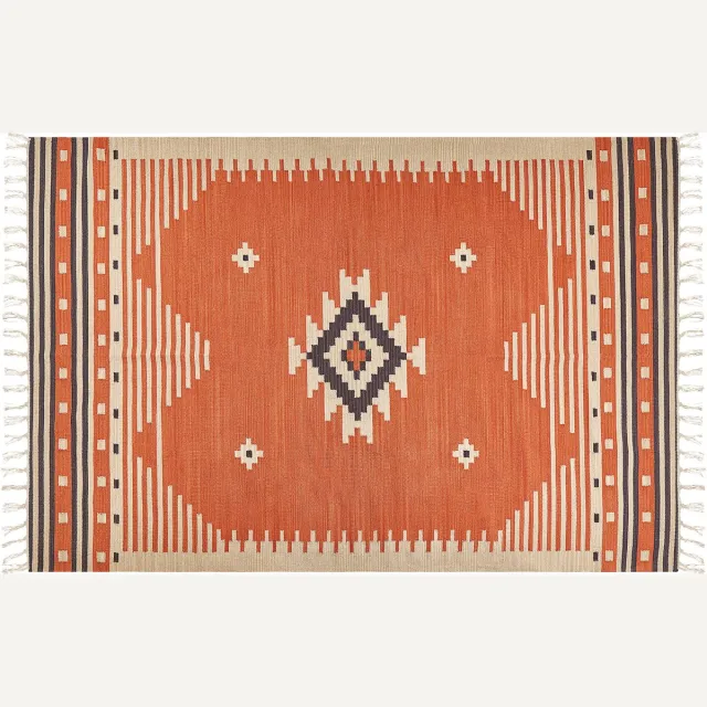 Beliani GAVAR - Kelim vloerkleed - Oranje - Katoen, foto 2