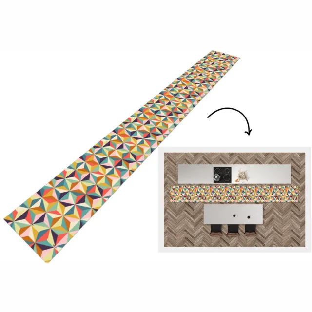 KitchenYeah Keukenloper - Keukenmat - Retro - Regenboog - 3D - Geometrie - Driehoek - Keuken vloerkleed multicolor, foto 3