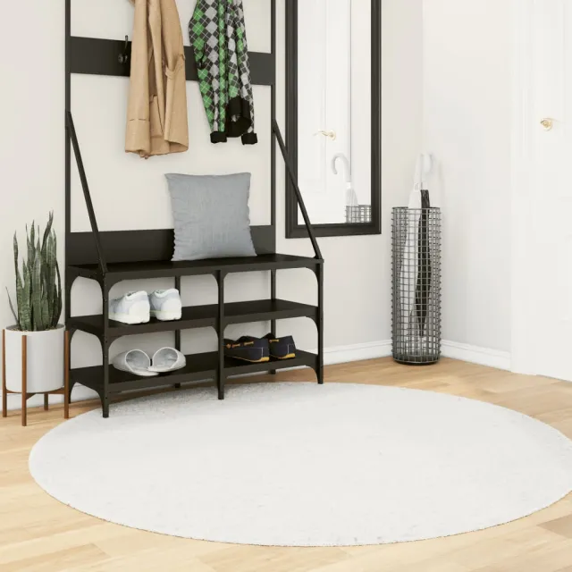 vidaXL Vloerkleed OVIEDO laagpolig Ø 160 cm crèmekleurig, foto 2