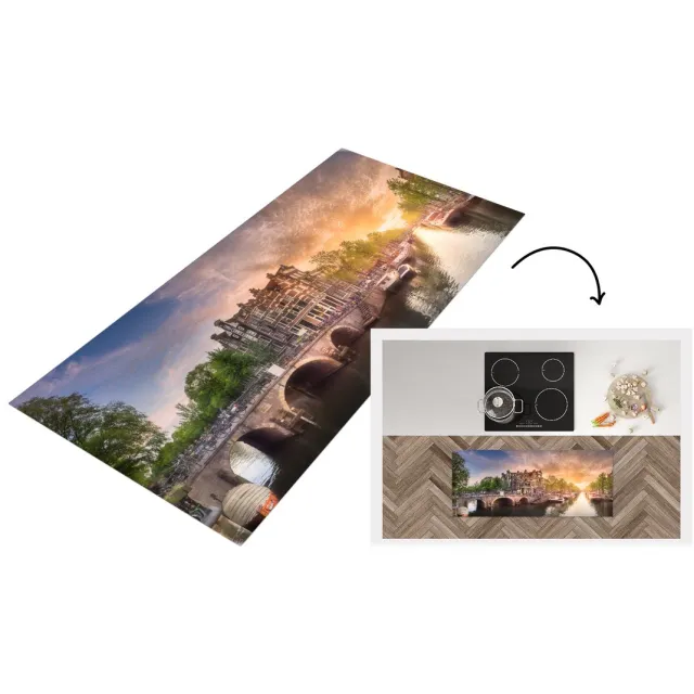 KitchenYeah Keukenloper - Loper keuken - Grachten - Amsterdam - Keukenloper vinyl Multicolor