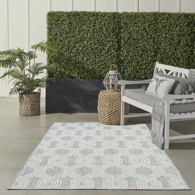 flycarpets Belize Vloerkleed / Buitenkleed - Binnen & Buiten - Grijs - Laagpolig Tuintapijt / Buitentapijt - 160x230 cm