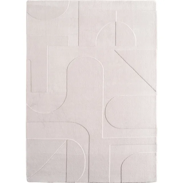 Muratap Japandi Vloerkleed - Hoogpolig - Scandinavisch Design - 3D-Effect - Creme- 140x200 CM