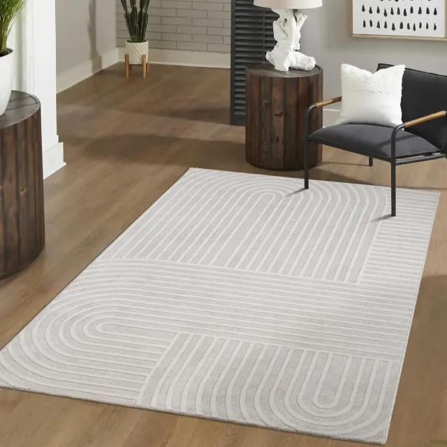 TT Home Woonkamertapijt eetkamer kortpolig Scandinavisch design boogmotief Boho 200 x 280 cm Rechthoek 200 x 280 cm Rechthoek beige