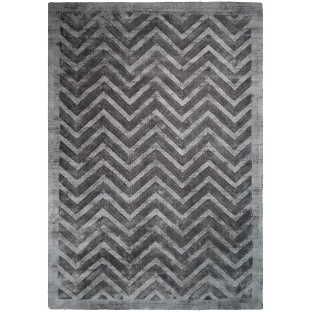 Padiro design laagpolig vloerkleed 200 x 290 cm - donkergrijs - modern geometrisch patroon - voor vloerverwarming - van viscose en katoen