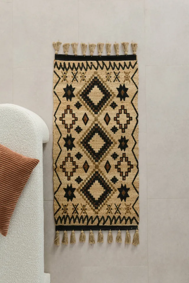NOUS Living vloerkleed jute Addison (120x60cm) Beige/rood/zwart