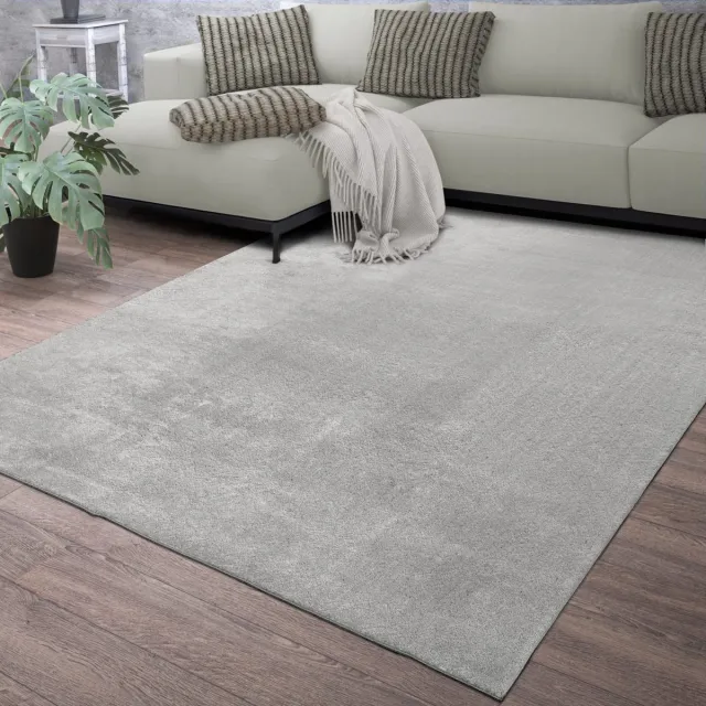 TT Home Woonkamer korte pool effen modern design wasbaar 100 x 200 cm Vierkant 100 x 200 cm Vierkant zilver