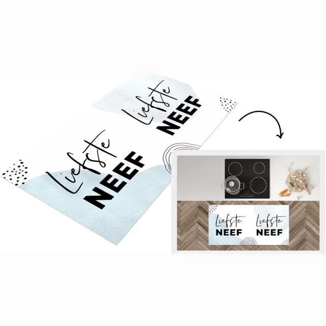 KitchenYeah Keukenloper - Loper keuken - Quotes - Neef - Liefde - 120x60 cm - Keukenloper vinyl Multicolor