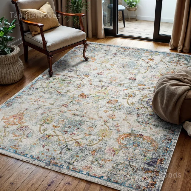 Muratap Picasso Sarough Vintage Vloerkleed Creme / Beige Laagpolig Multikleur