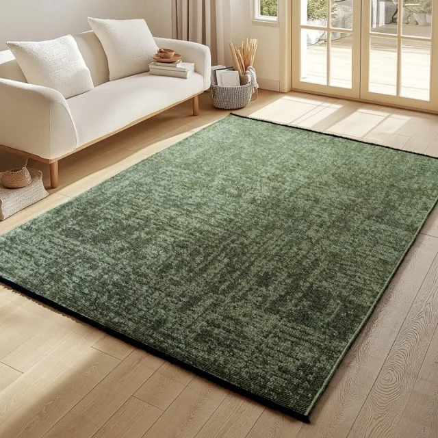 TapisTrend Designer tapijt Groente 200x290 cm Binnenkleed, gemarmerd patroon, groene, katoenen chenille, antislip, platgeweven