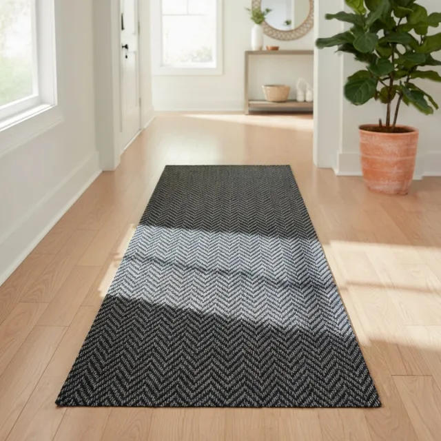 JYG Tapijtloper CHEVRON Grijs 66 x 150 cm - Keukenloper - Anti Slip - snijdbaar