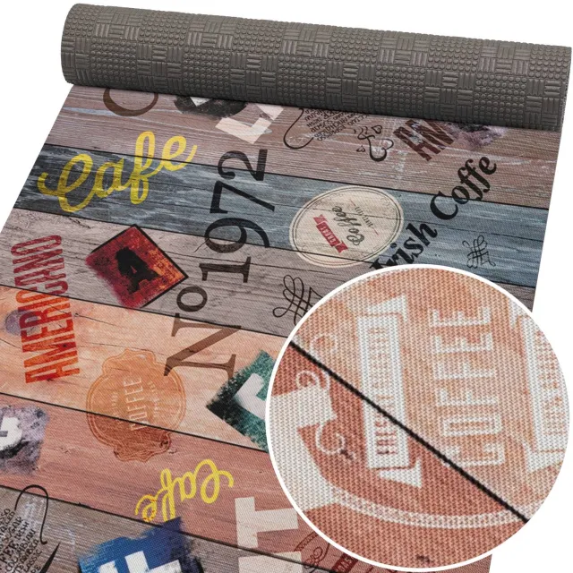 ANRO Keukenloper Vintage Koffie Meerkleurig 160x52cm – Antislip Gangloper Tapijtloper 3 mm Laagpolig