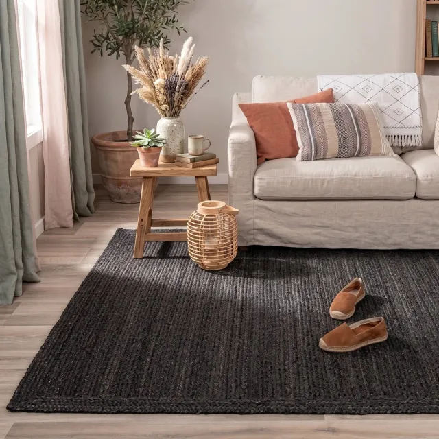 NATURL. Jute vloerkleed Fair - Zwart | 100% natuurlijk - 190x290cm
