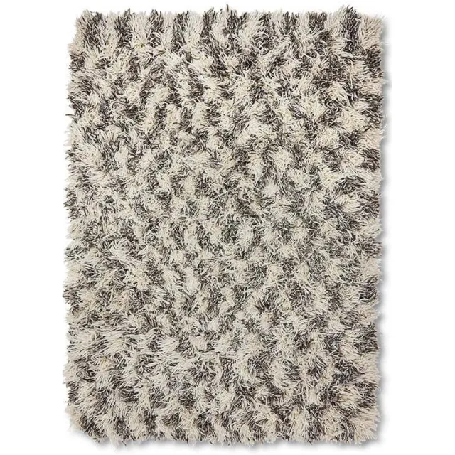 HKLIVING vloerkleed wol Shaggy crème/donkerbruin (300x200 cm)