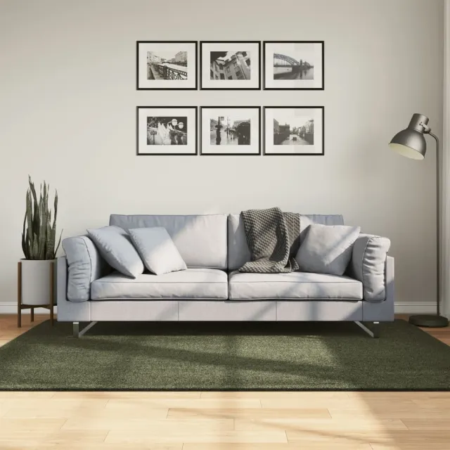 vidaXL Rug HUARTE Green 140 x 200 cm 100% Polyester Plat Groen