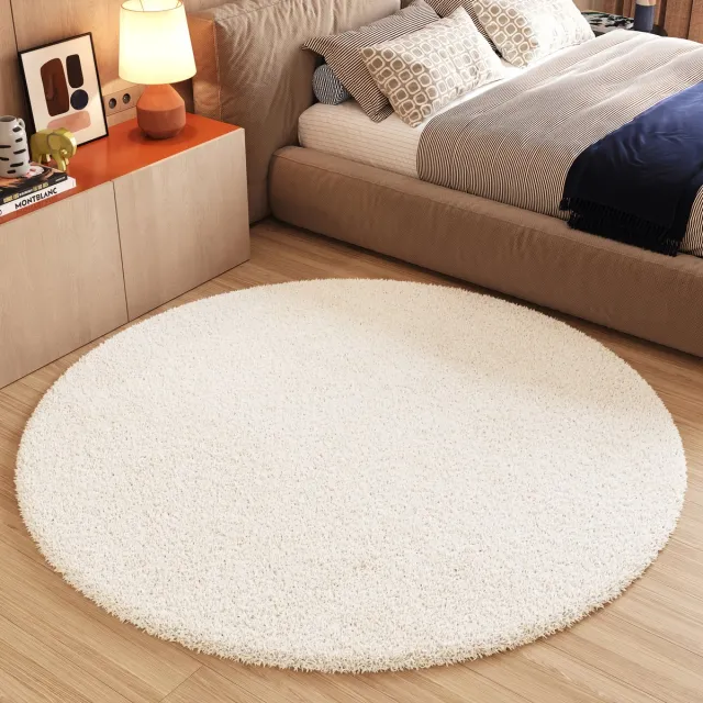 Tapiso Essence Vloerkleed Creme Hoogpolig Shaggy Woonkamer Tapijt