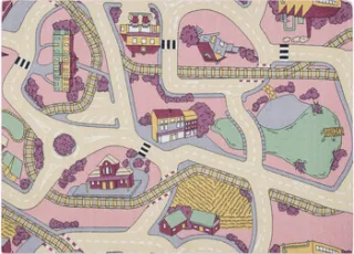 RUGSX Kleden Rugsx REBEL ROADS TAPIJT Playtime 63 Kleine stad, 140x200 cm Roze