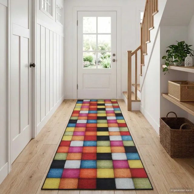 vidaXL Vloerkleedloper LESAKA kleurrijk 80 x 100 cm Diamantvelours meerkleurig, foto 2