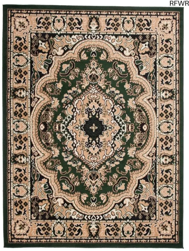 RFWR Vloerkleed Traditioneel 70x130 cm - Oriëntaals Patroon - Duurzaam Tapijt voor Woonkamer, Slaapkamer en Eetkamer - OEKO-TEX Gecertificeerd Groen