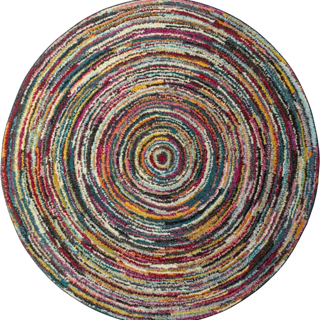 rond vloerkleed bont rood/bont