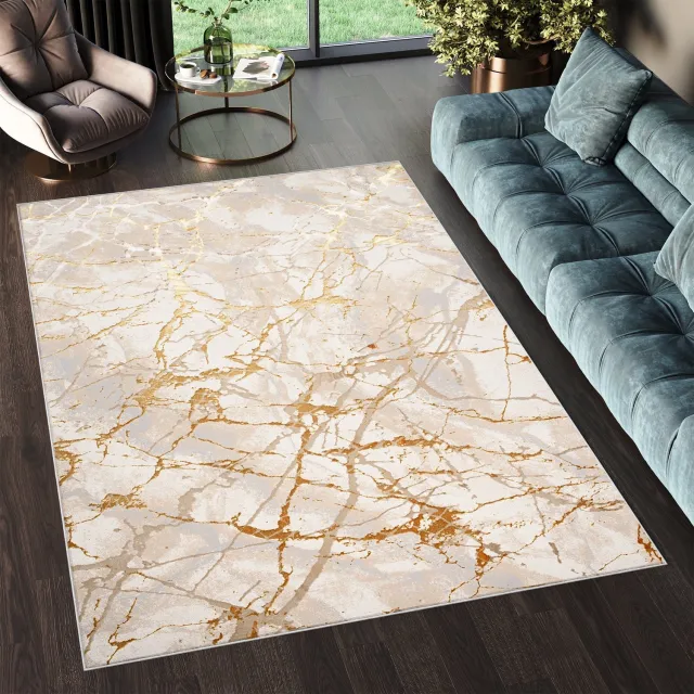 Tapiso Golden Vloerkleed Beige Tapijt Laagpolig Maat- 120x170 Creme 2