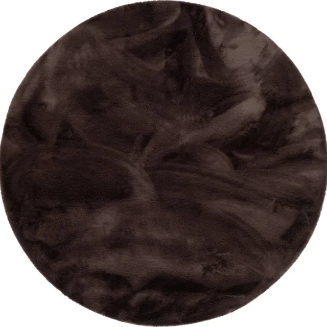 Pergamon Luxe Super Zachte Bont Vloerkleed Tapijt Plush Rond Bruin