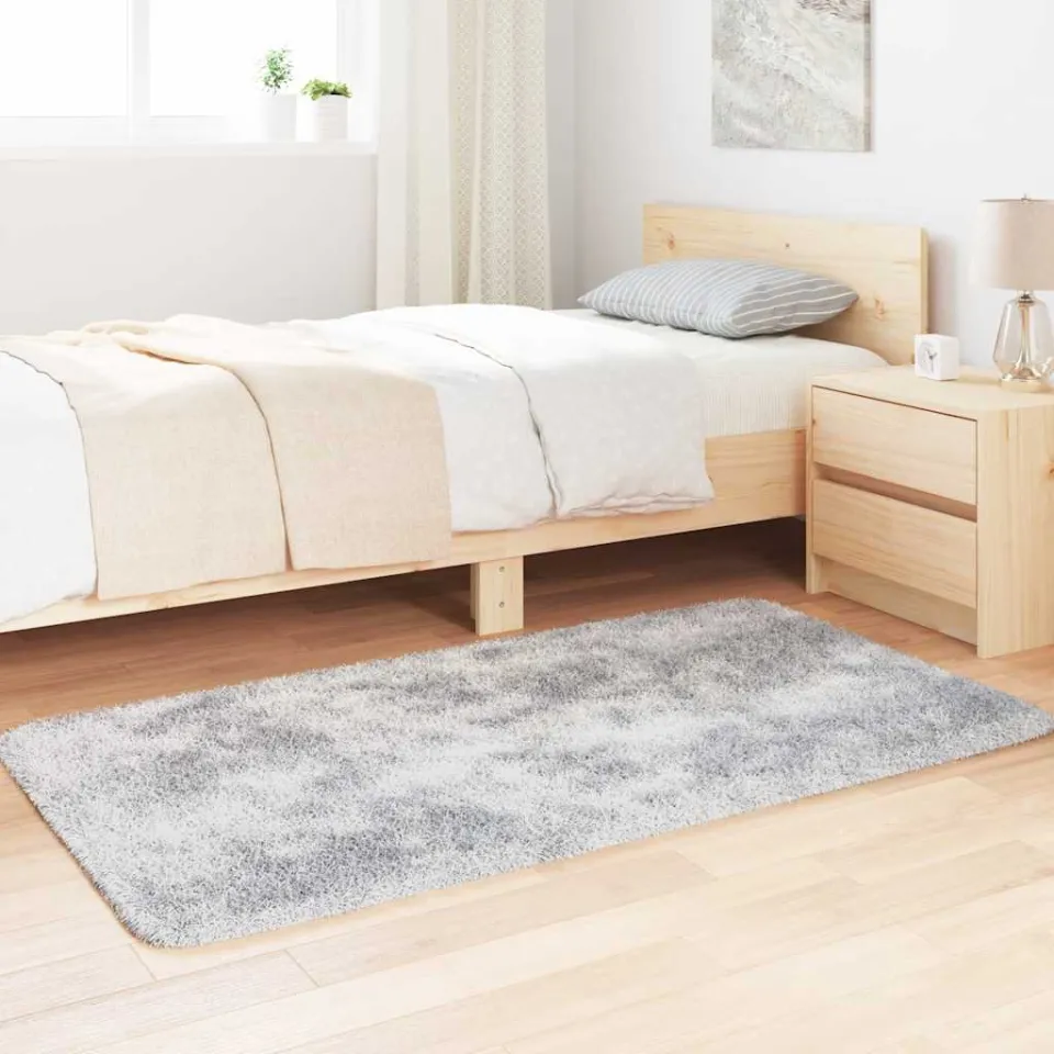 vidaXL Hoogpolig vloerkleed NAVARRA 80x150 cm polyester zilvergrijs, foto 3