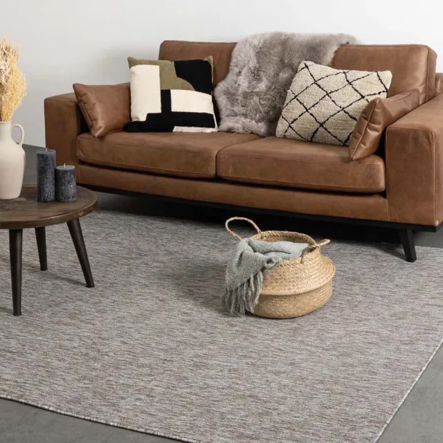 Tapeso Laagpolig vloerkleed - Lush taupe/lichtgrijs 80x150