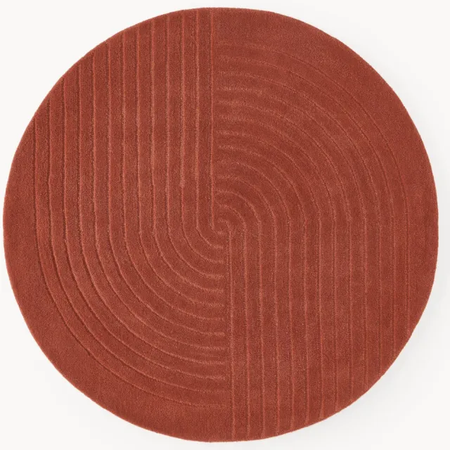 Westwing Collection Rond wollen vloerkleed Mason, handgetuft Wijnrood