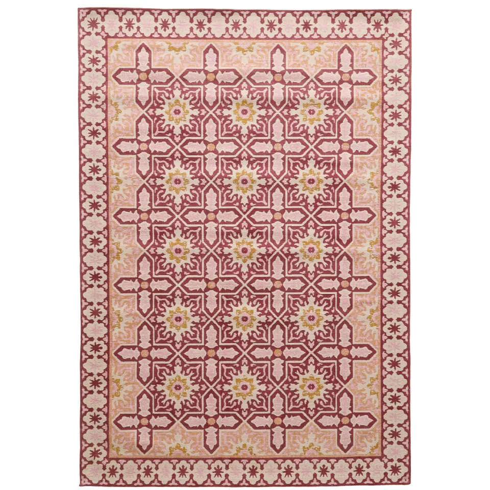 NOUS Living Rosalia vloerkleed roze burgundy roze/burgundy/oker/beige