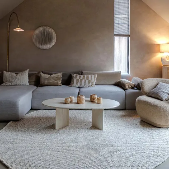 Nordic Weavers Rond wollen vloerkleed - Silvull beige 120