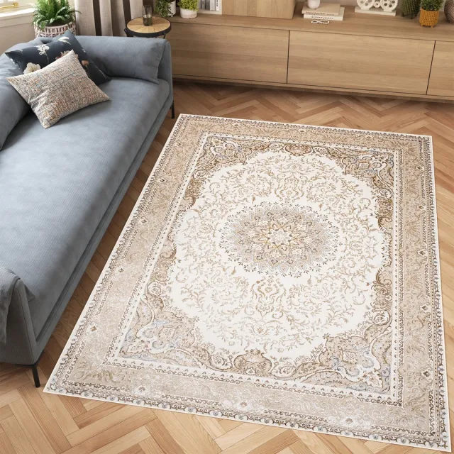 Tapiso Hera Vloerkleed Creme Vintage Woonkamer Oosters Tapijt Maat- 140x200 Creme 1