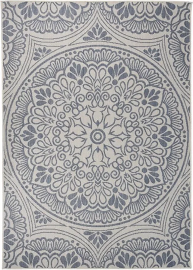 vidaXL Buitenkleed - met - patroon - platgeweven - cm - blauw