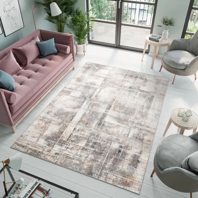 Tapiso Valley Vloerkleed Vintage Grijs Modern Woonkamer Tapijt Maat- 120x170 Beige Grijs2