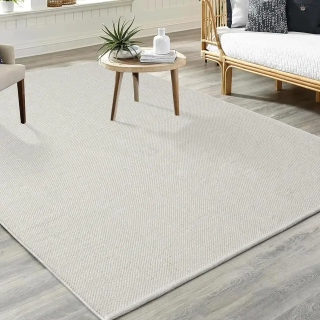 the carpet Boho Natur Wool Handgeweven wollen tapijt in natuurlijke Scandinavische boho-look, handgemaakt voor een unieke stijl crème, foto 2