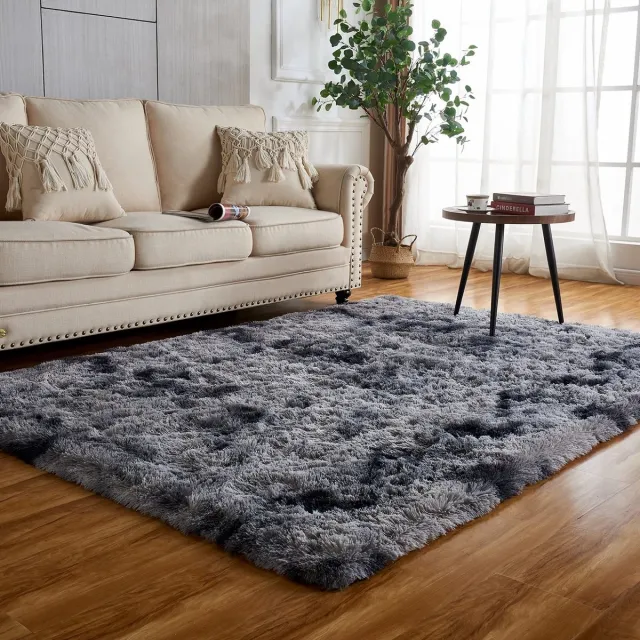Ibenzoa Premium Donkergrijs Pluizig Tapijt - 80 x 120 cm - Voor Comfortabele Woonruimtes