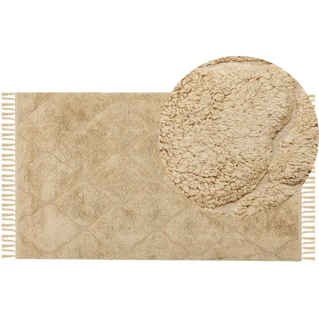 Beliani SANLIURFA - Laagpolig vloerkleed - Zandbeige - Katoen