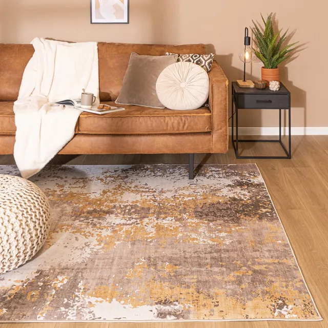 Fraai Modern vloerkleed - Sarge Taupe/Geel - 140x200cm