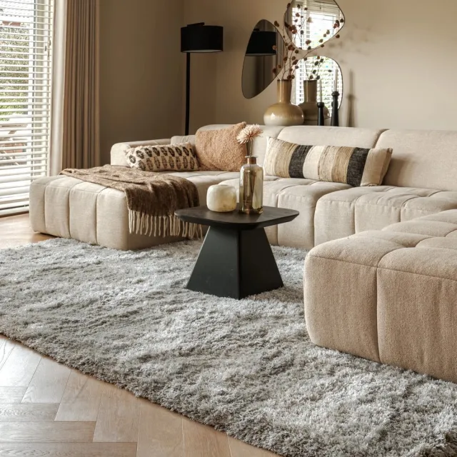Tapeso Shaggy vloerkleed - Meadow grijs 200x300