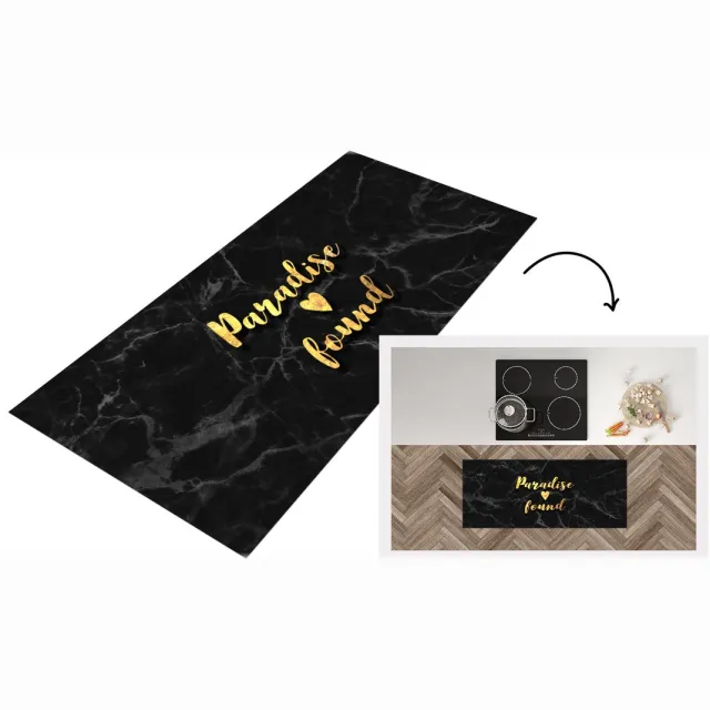 KitchenYeah Keukenloper - Loper keuken - Quote - Hart - Paradijs - Goud - Keukenloper vinyl Multicolor