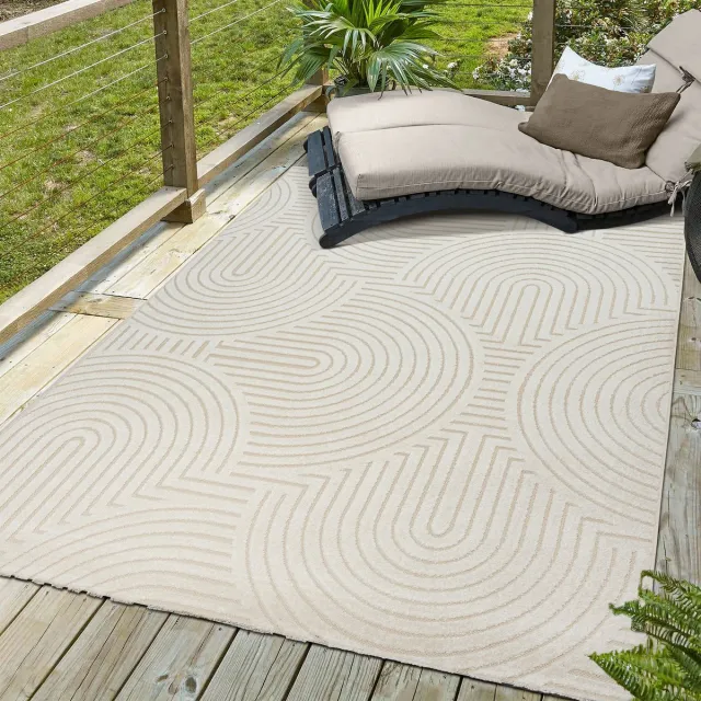 Muratap Berlin Outdoor - Japandi - Creme - Vloerkleed Binnen en Buiten - Laagpolig Tapijt Tuin- 80x150 CM