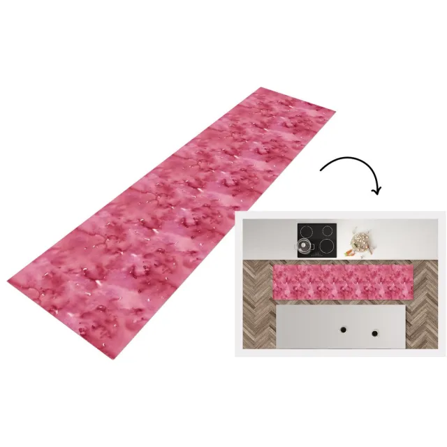 KitchenYeah Keukenloper - Loper keuken - Patroon - Waterverf - Roze - Keukenloper vinyl Multicolor