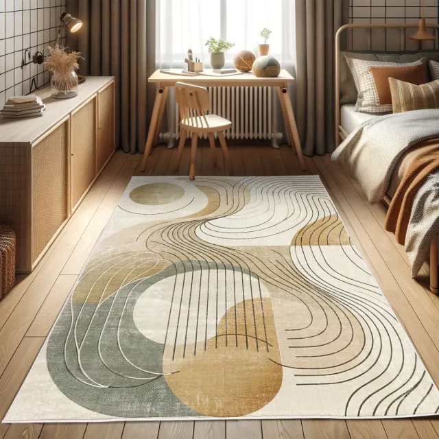 ABAKUHAUS Vloerkleed - Woonkamer Tapijt - boho – 69 x 114 cm – Hoogpolig – bruin beige grijs