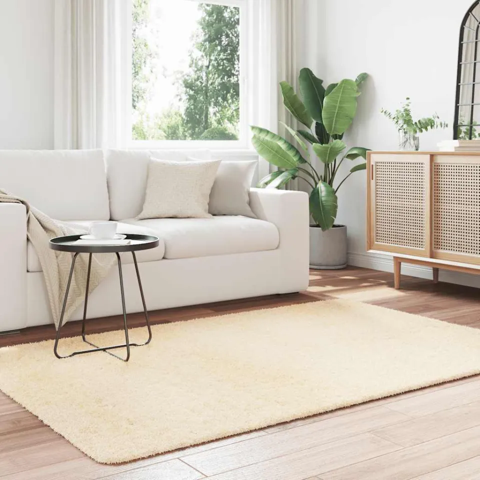 vidaXL Hoogpolig vloerkleed NAVARRA 130x200 cm polyester crèmekleurig, foto 2
