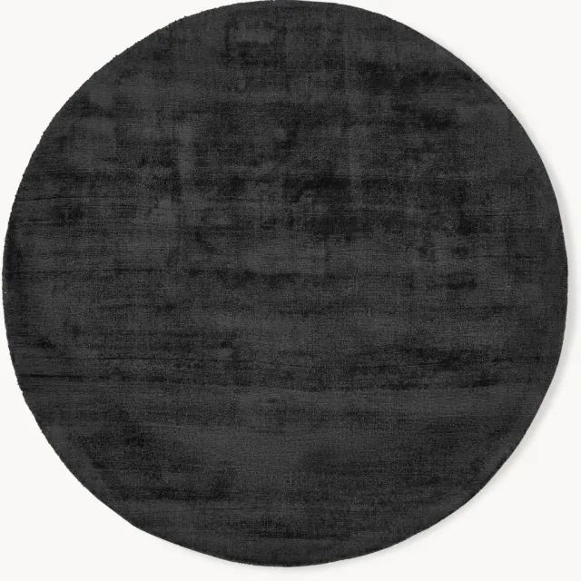 Westwing Collection Rond handgeweven viscose vloerkleed Jane Antraciet