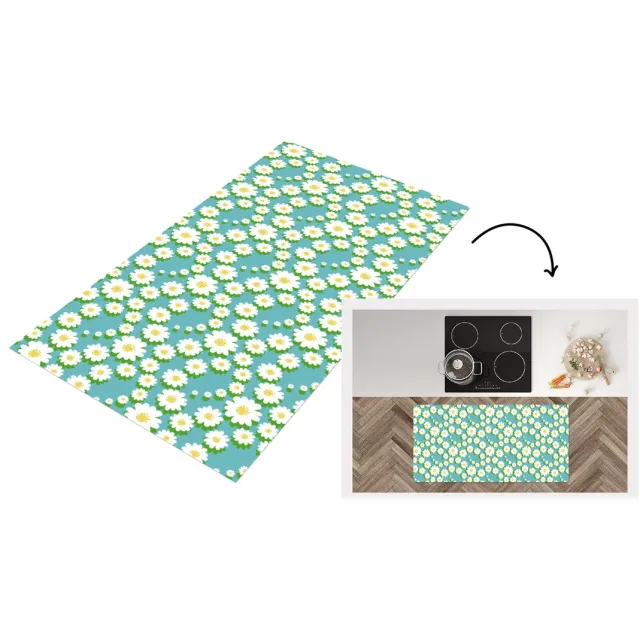 KitchenYeah Keukenloper - Loper keuken - Bloemen - Patroon - Madelief - Keukenloper vinyl Multicolor