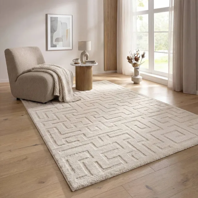 the carpet Elisa vloerkleed modern geometrisch zacht onderhoudsvriendelijk crème 200 x 280 cm