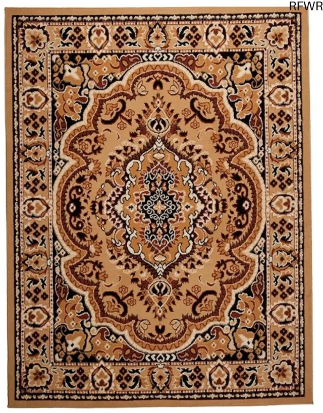 RFWR Traditioneel Vloerkleed met Oriëntaals Patroon - Tapijt voor Woonkamer, Slaapkamer, Eetkamer - 60x100 cm - Beige