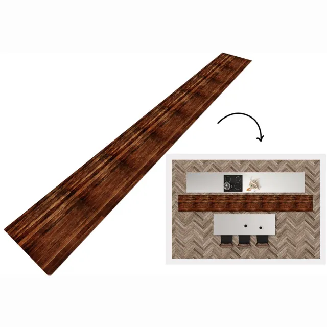 KitchenYeah Keukenloper 480x60 cm - Keukenmat vinyl Hardhout - Robuust - Patronen - Keukenmatten loper - Keuken vloerkleed tapijt