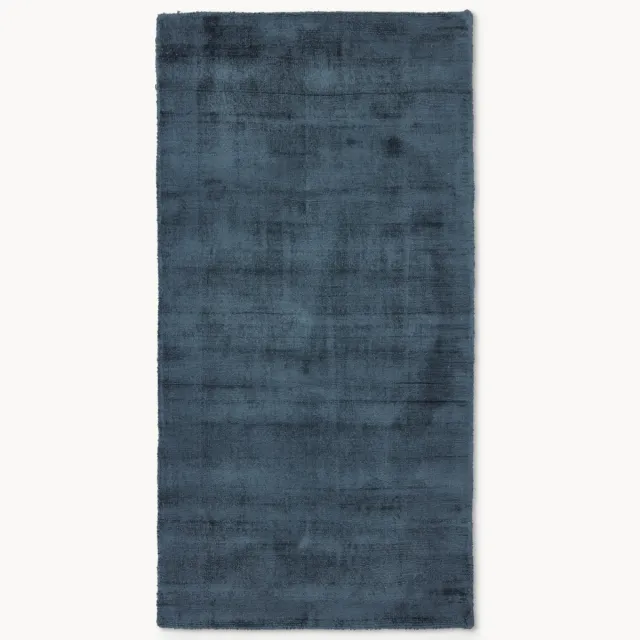 Westwing Collection Handgeweven viscose vloerkleed Jane Blauw