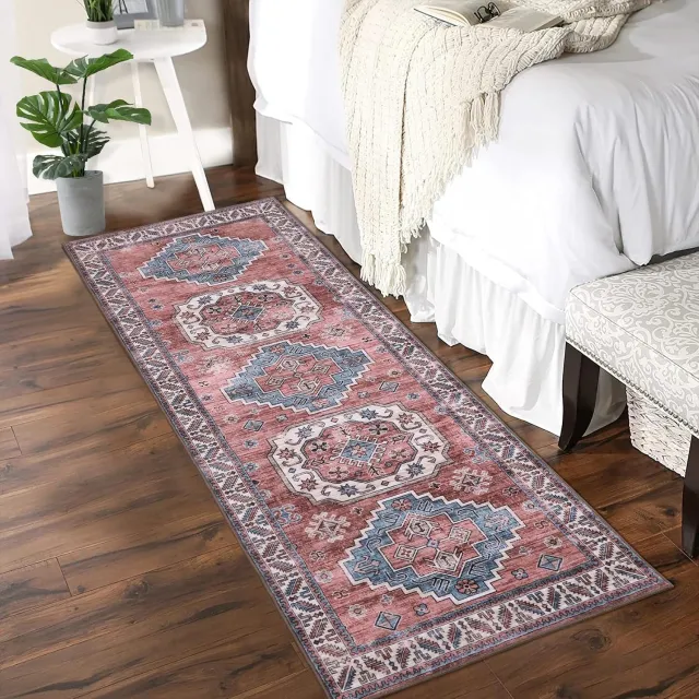 Danky Perzisch Vloerkleed Etnisch 761 60x230 cm Kersenbloesemroze - Wasbare Loper met Antislip Onderkant